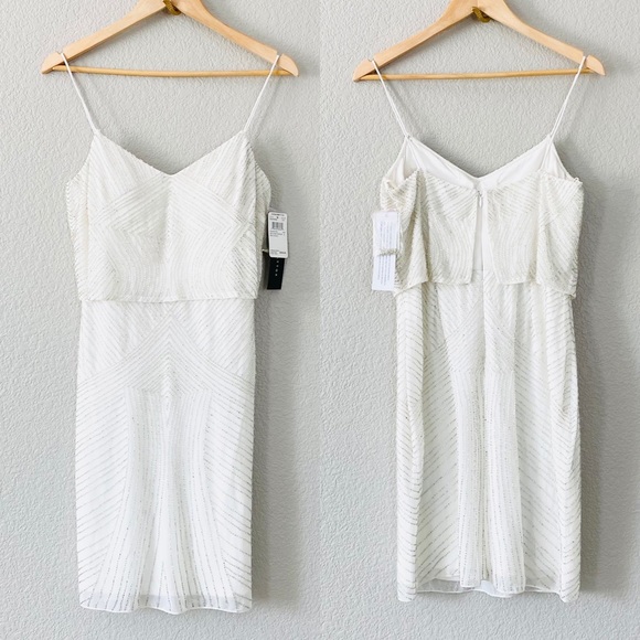 NWT Aidan Mattox White Beaded Dress